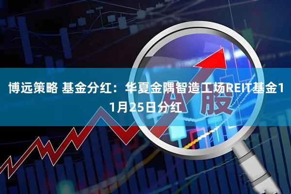 博远策略 基金分红：华夏金隅智造工场REIT基金11月25日分红
